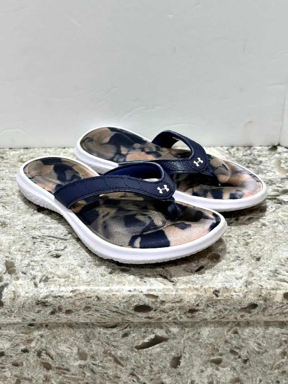 Under Armour Sandals Youth 1 Marbella VII Flip Flops 4D Foam CAMO Tie-dye Sandal